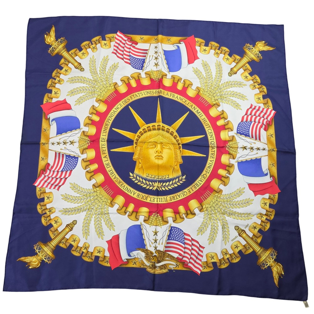 Vintage 1984 Hermes Liberty Scarf Silk Statue of Liberty Joachim Metz